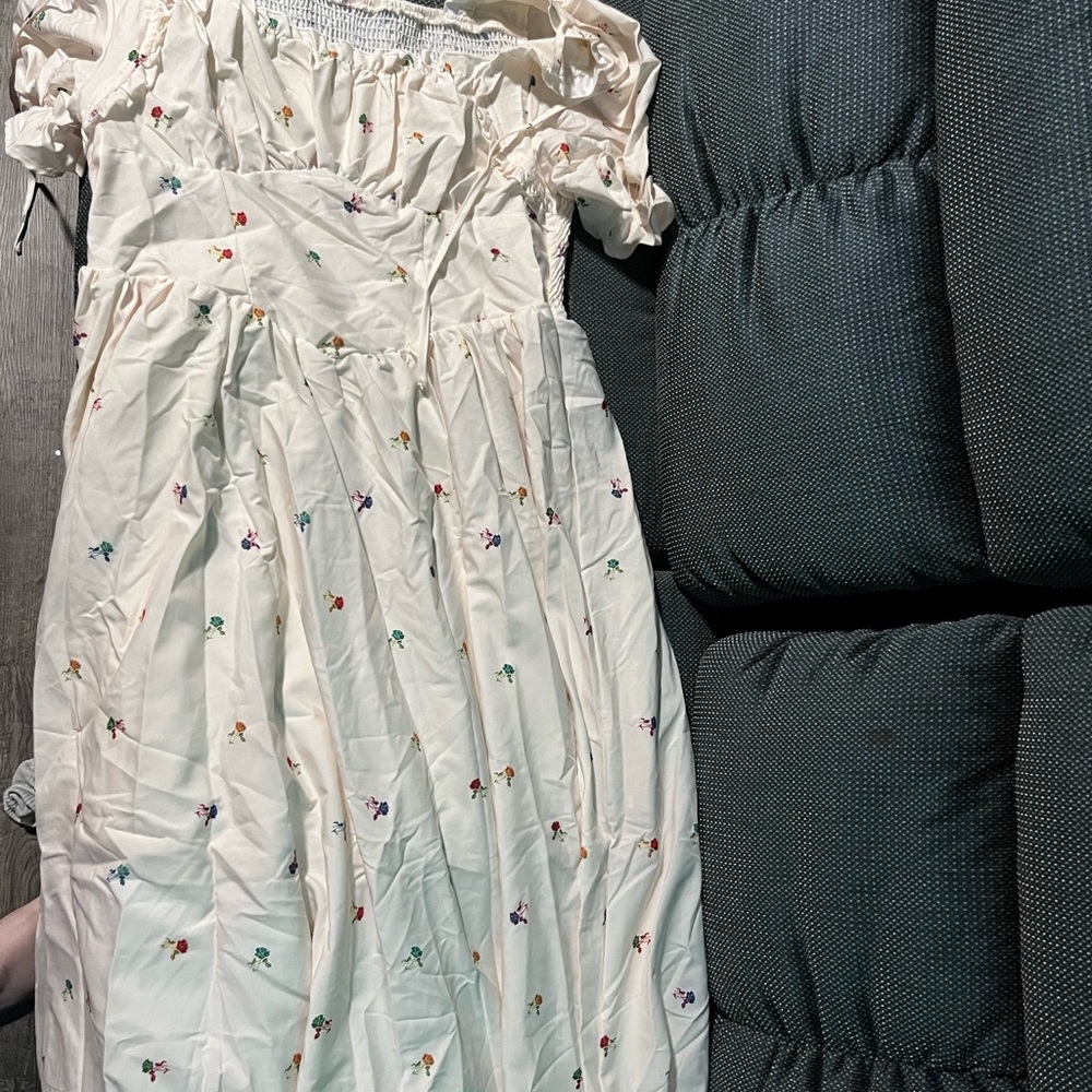 Charming Cream Dress with Colorful Accents